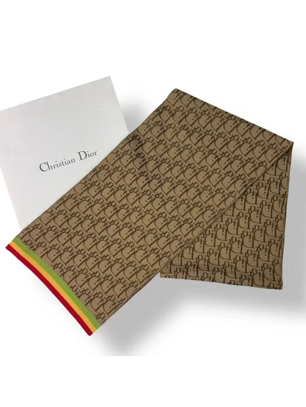 Dior Scarf Shawl Trotter Pattern Brown